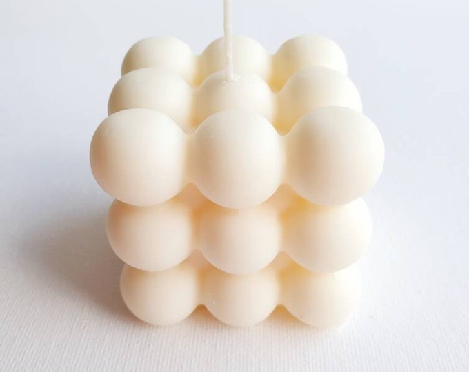 Bubble handmade candle. Ball candle. Eco soy/rapeseed wax/beeswax candle. Handmade cube candle. One and unique Square candle