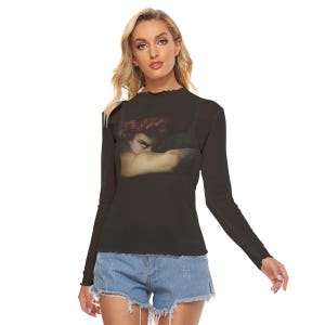 Fallen Angel Sheer Mesh Top – Dark Art History Shirt, Gothic Museum Aesthetic image 4