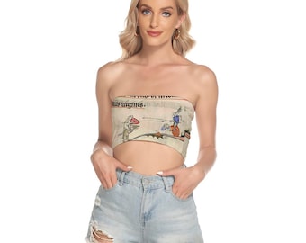 Top de tubo Medieval Marginalia · Bandeau sin tirantes con estampado de Knight Rabbit vs Snails · Top corto Illuminated Manuscript Festival ·