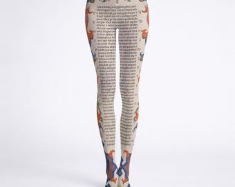 Dante's Inferno Tights | Medieval Manuscript Blackletter Leggings | Illuminated Marginalia (Festival Wear)