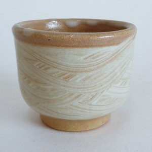Sake cup Japanese Hakeme Artistic Stoneware Hand made Ochoko cup , 3414