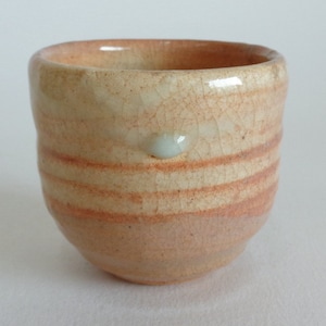 Sake cup Hagi technique Vtg Japanese Hagi yaki marked Studio pottery #2235