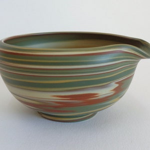 4035# Yuzamashi-pot Japanse Tokoname Nerikomi &quot;marmering&quot; Artistiek Hoogwaardig aardewerk, Waterkoelerkom voor theeceremonie, Rond merk