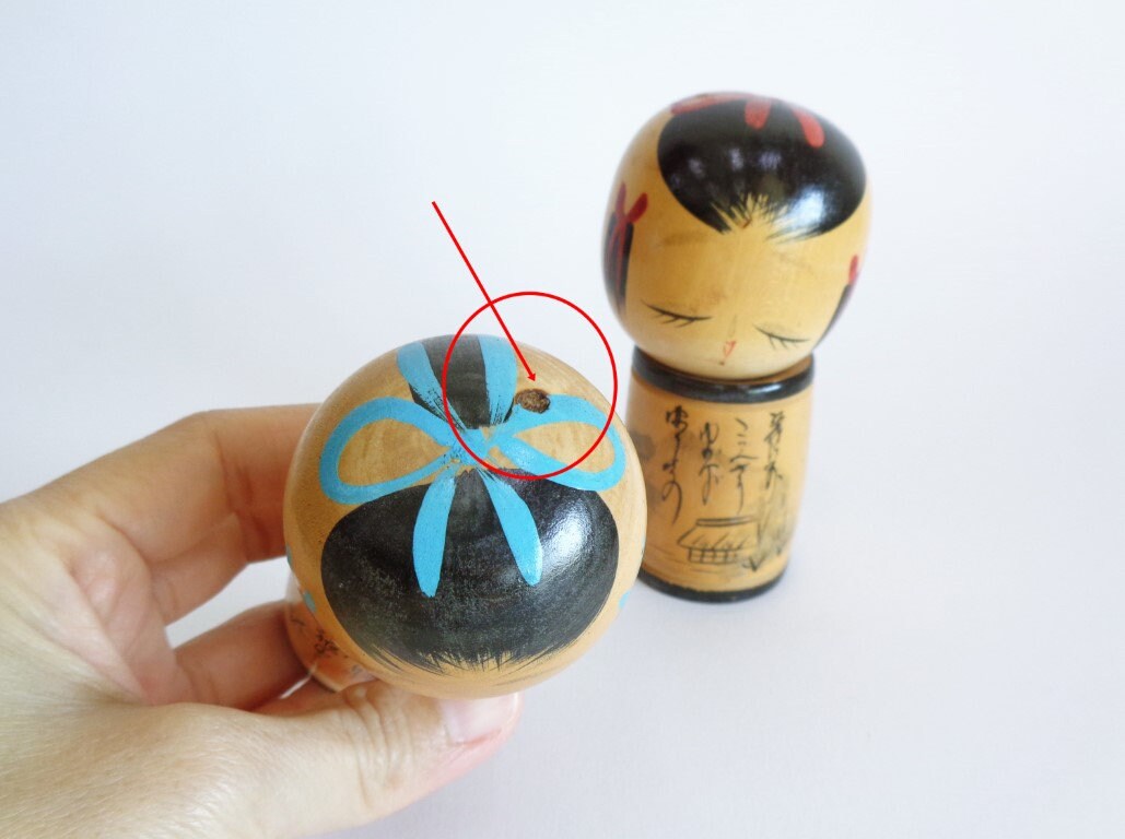 ヴィンテージ 創作こけし：日本の木製アート、サイン入りペア - Etsy 日本
