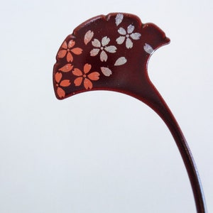 Presentbokmärke "Ginkgoblad" Japansk Aizu-lackering med Maki-e, originalförpackning #sm1
