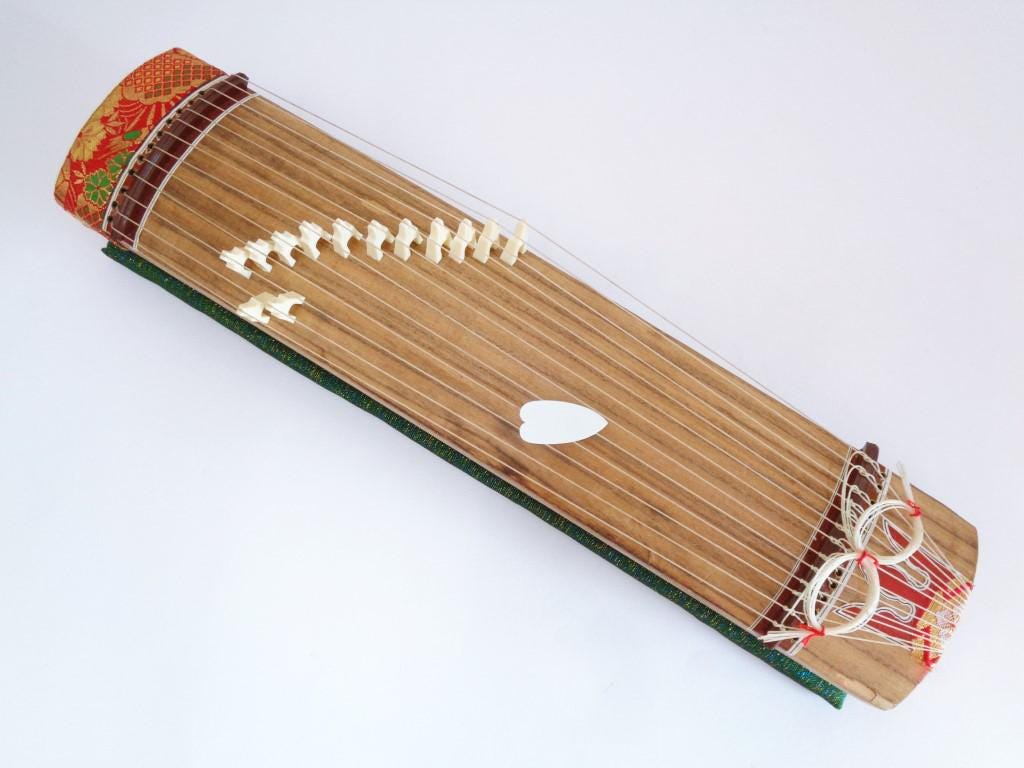 Koto Japanese Musical Instrument Vintage Small-size Model Stringed
