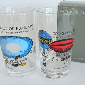 Japanese Fashion Hoya glass Collectible Drinking glasses pair World of Balloons# Genuine Pack Box #1578