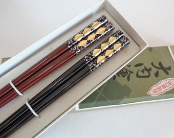 4392# Japanese Chopsticks pair, Handcrafted Wajima Urushi Lacquer wooden Chopsticks # Original pack box