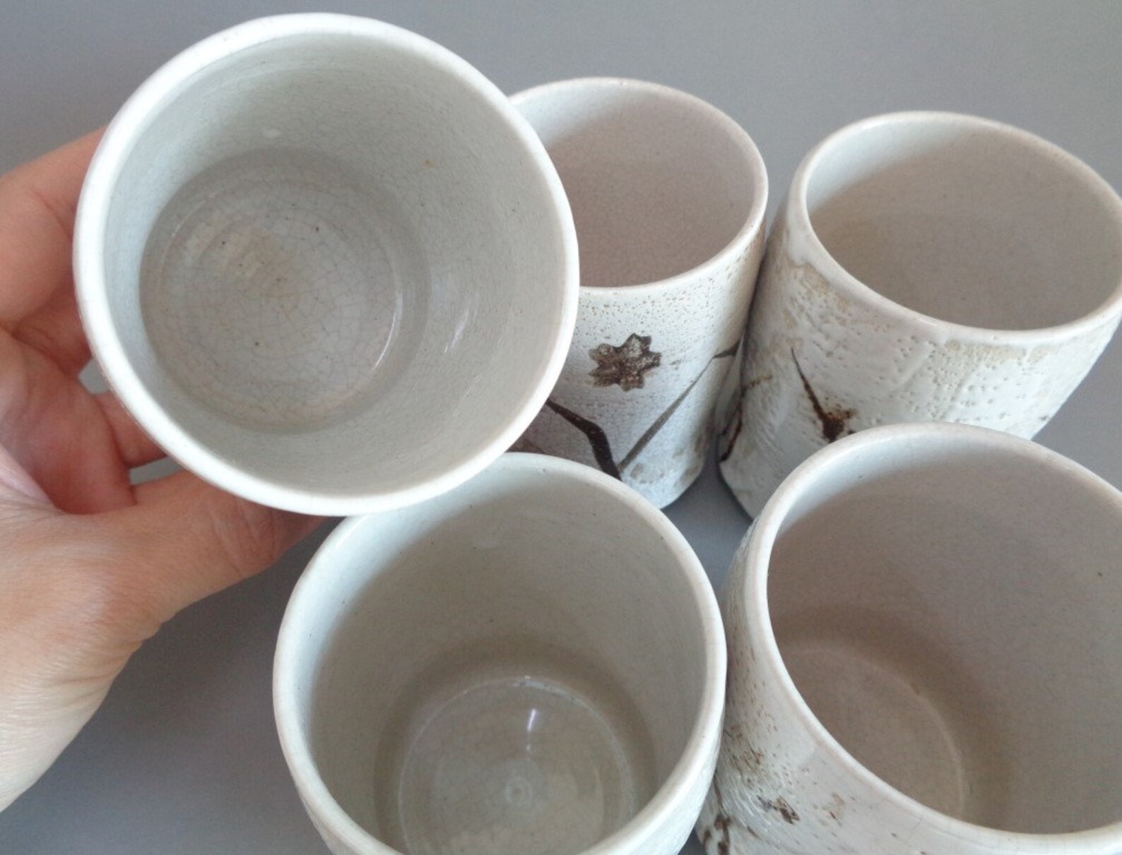 4047 Yunomi Tea Cups Set 5vtg.japanese Shino Artistic Etsy