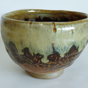 Chawan tea bowl,High-class Tenmoku glaze Chawan,Vtg.Japanese Stoneware Handmade Artistic pottery signed  Chawan Matcha tea bowl 400ML #V63