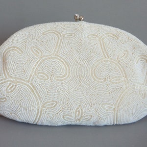White beaded clutch handbag,Vtg.Evening beaded Handbag,Wedding Party Handbag Clutch Purse for Women Female Formal Evening,Original box #3618