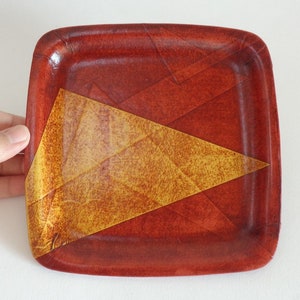 Handcrafted Tray-dish &quot;Chigiri-e&quot; Japanese Artistic Washi Rice Paper craft, # Genuine Pack Box #4266