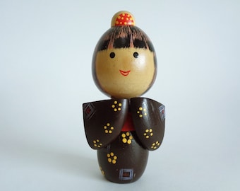 Ishida Tomio Kokeshi Doll: Japanese Sosaku Wooden Art #5904