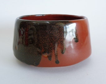 5535# Chawan bowl Japanese Iron oxide glazed Artistic marked pottery Chawan Matcha tea bowl
