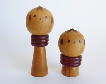 山中三平こけし、ヴィンテージ木製創作こけし、日本の民芸品、白浜