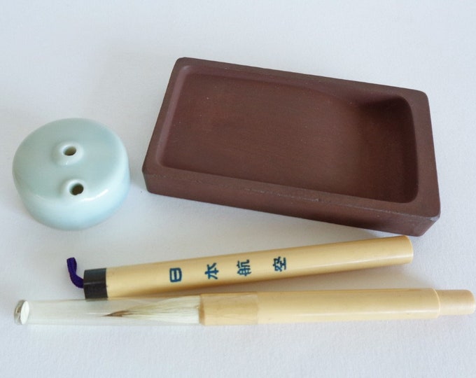 5235# Calligraphy Tools Kit: Ink stick - Brush - Ink stone , Japanese Calligraphy Tools for Chinese-Japanese Sumi calligraphy