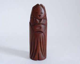 Vintage handgesneden houten Kokeshi-pop - Japanse kunst
