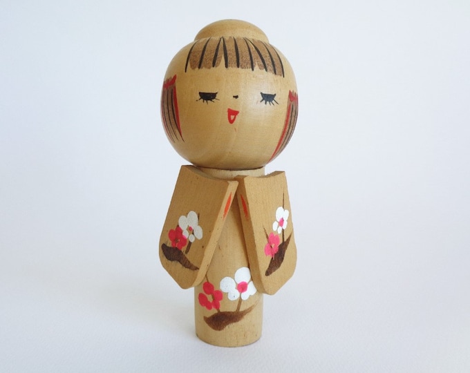 7833# Muñeca Kokeshi, muñeca japonesa Sosaku kokeshi de madera, Kokeshi artístico hecho a mano