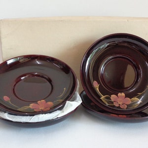 Chataku tea coasters set 5 ,Japanese Traditional Lacquerware saucers for tea ceremony # Genuine box #4229
