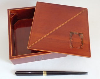 Kashiki box with Chopsticks for tea ceremony Japanese Hana Shunkei-nuri Urushi Lacquer Wood Hand made bento box # Genuine Pack Box #4630
