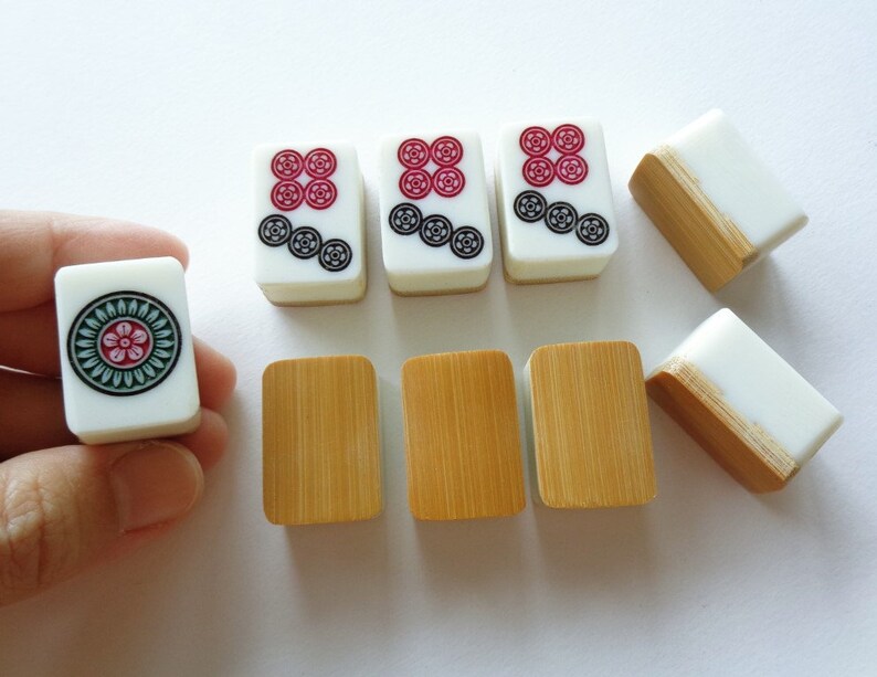 5473 Japanese Mah Jong Luxury Bamboo Back Tile Set With Case - Etsy