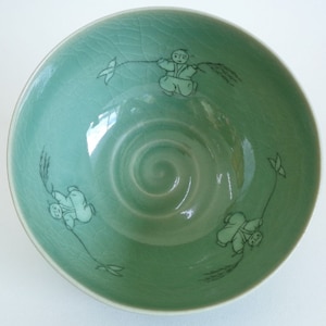 Handcrafted Coryeo Celadon Tea Bowl: Korean Chawan, Signed
