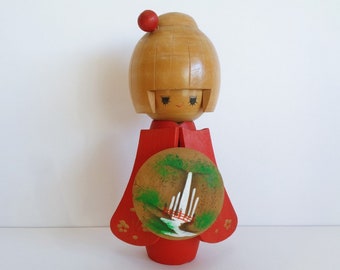 日本製木製こけし人形 7 1/8インチ サイン入り - Etsy 日本