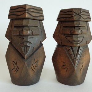Old Ainu Nipopo Kokeshi wood carved Dolls Japanese Mingei folk craft #2938