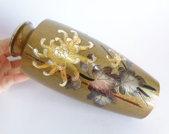 日本の鋳造ブロンズ真鍮製ヴィンテージ花瓶、花と鳥の彫刻装飾 - Etsy 日本
