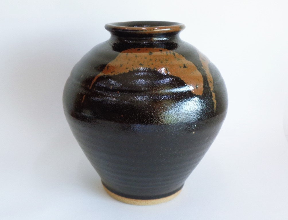 益子焼花瓶：日本の陶芸、黒褐色の芸術 - Etsy 日本