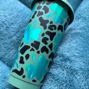 Holographic St. Patrick&#39;s Day Tumbler: Green Reusable Cold Cup (24 fl oz)