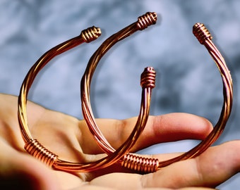 Lakhovsky Coil bracelet Twisted Pure Copper Cuff for Energy Balance