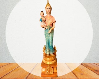 Thai Staue Holy virgin mary statue , virgin mary with baby jesus , Religious Gift ,Christian Gifts , Madonna and Child