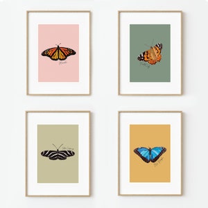 Mini Butterfly Collection | Set of 4 Physical Art Prints | Butterfly Room Decor | Butterfly Wall Art