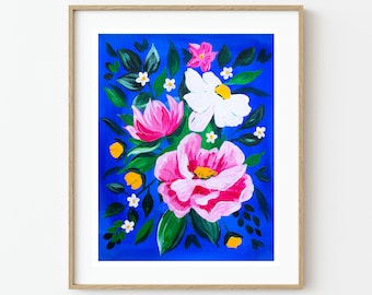 Serene Pink Blumen Druck 11x14 | Botanische Wand Kunst | Florales Acrylbild | Blumen Illustration | Ästhetisches Naturposter