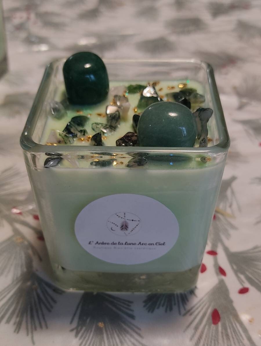 Bougie Parfum Bambou et Pierres Fines.