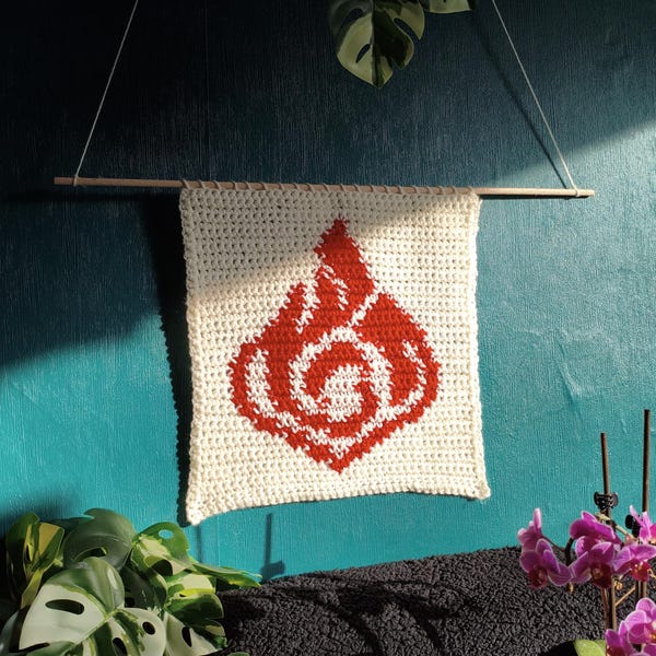 Genshin Pyro Crochet Tapestry Pattern | PDF, beginner friendly