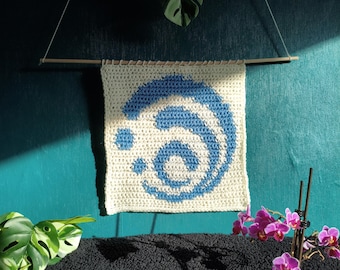 Schema per arazzo all'uncinetto Genshin Hydro / PDF, adatto ai principianti
