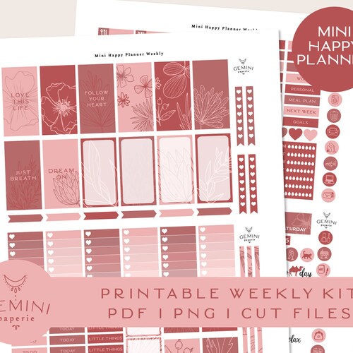 Mini Happy Planner Printable Stickers Botanical Mambi Mini - Etsy