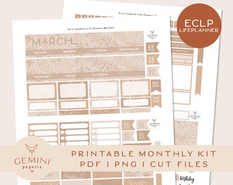March Planner Stickers, Monthly Kit for Erin Condren (PDF, PNG)