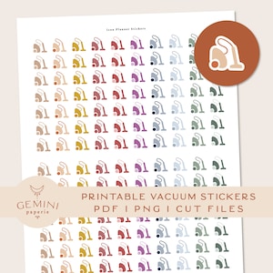 Vaccum Icon Stickers for Planner, Functional Printable Planner Stickers