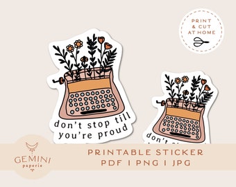 Hydroflask Stickers, Typewriter Sticker, Printable Stickers, Laptop Decal, Stickers Macbook Pro, Cricut PNG Stickers, Digital Stickers