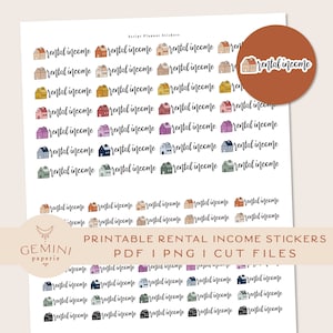 Rental Income Stickers, Printable Planner Stickers, Rental Income Png, Planner Stickers, Print &#39;n Cut, Cricut Png, Planning Rental Income