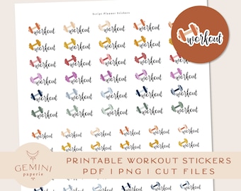 Workout druckbare Skript Aufkleber, Sticker