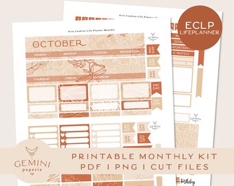 October Monthly Kit, Printable planner stickers Cricut Files, Monthly kit for Erin Condren 2021 life planner, DIY Print and Cut Stickers