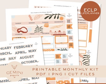Choose any Month, Monthly Printable planner stickers , Monthly kit for Erin Condren 2021 life planner, DIY Print and Cut Stickers