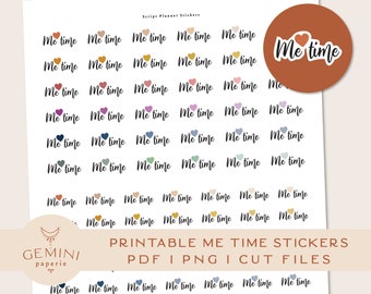 Me Time script printable sticker. Planner stickers.