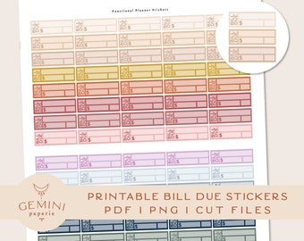 Bill Due, printable planner stickers