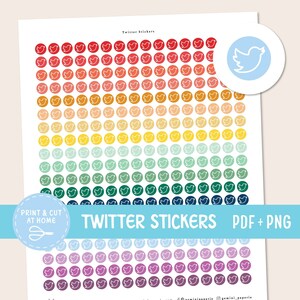 Twitter Stickers, Twitter Planners Stickers, Social Media Planner Stickers, Twitter Logo Printable Pinterest Planner Stickers