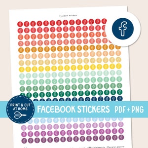 Facebook Dot Planners Stickers, Social Media Planning Stickers, Printable Facebook Planner Stickers, Functional Printable Planner Stickers